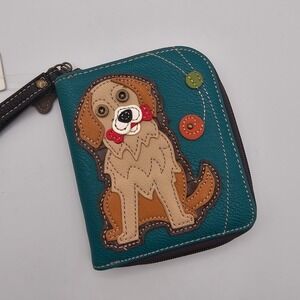 Chala Golden Retriever Dog Zip Around Wallet Wristlet Turquoise Gift Pet Lover